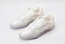 Pure White Textured Low-Top Sneakers