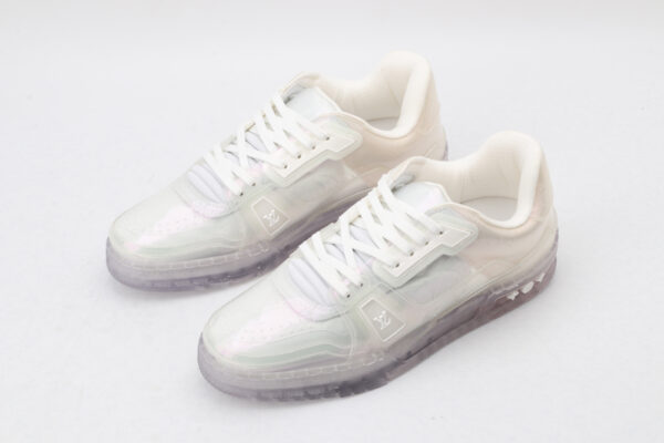 Pure White Textured Low-Top Sneakers - Image 2