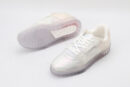 Pure White Textured Low-Top Sneakers