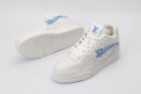 Refined Monogrammed White & Blue Low-Top Sneakers