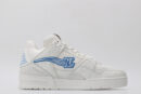 Refined Monogrammed White & Blue Low-Top Sneakers