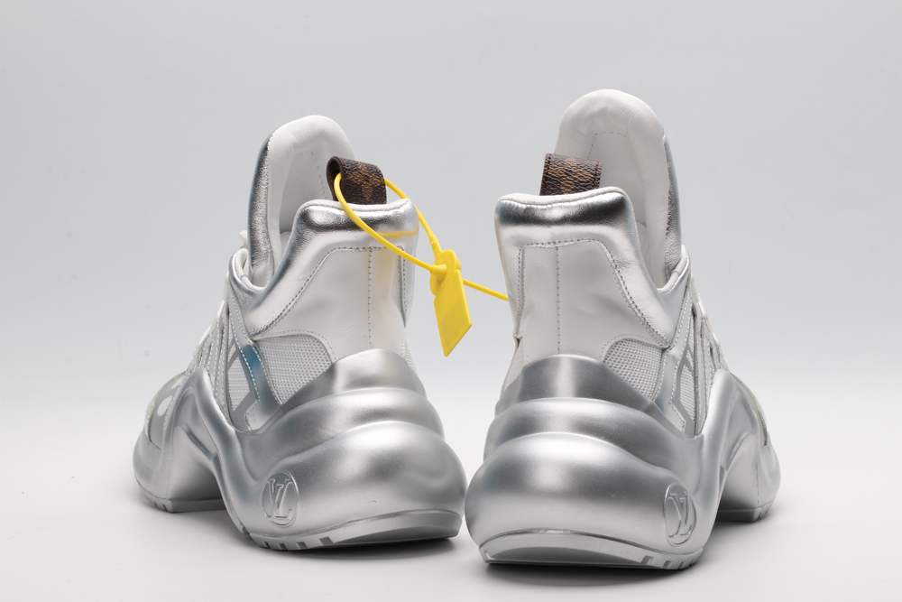 Louis Vuitton Silver & White Athletic Sneakers - Image 6
