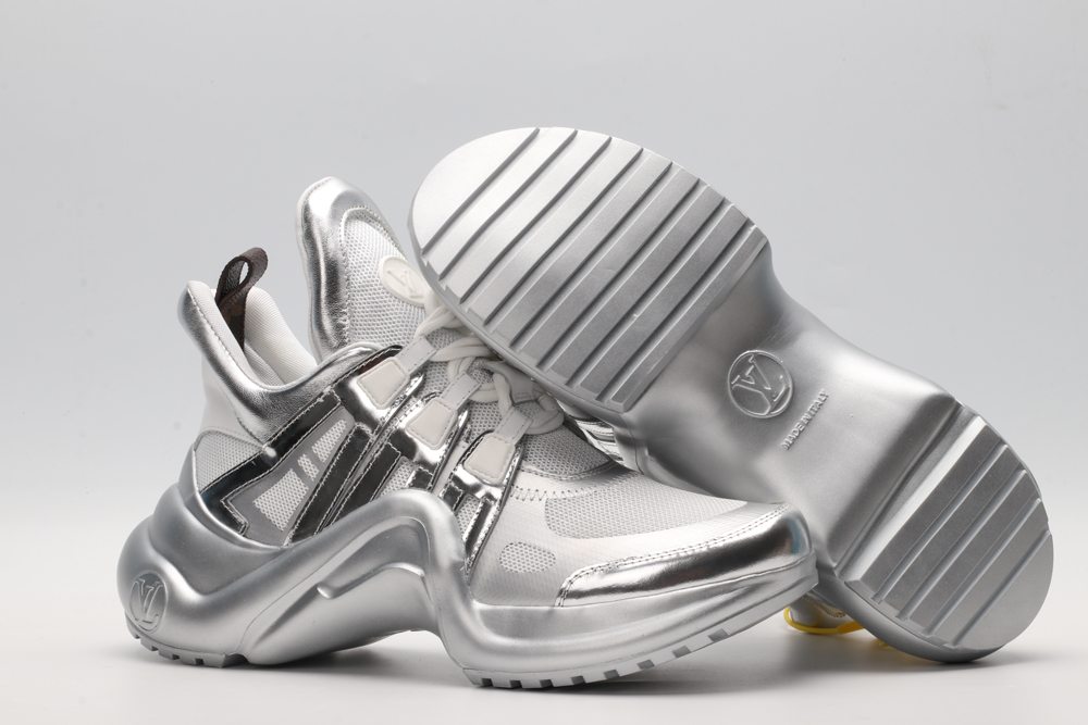 Louis Vuitton Silver & White Athletic Sneakers - Image 4