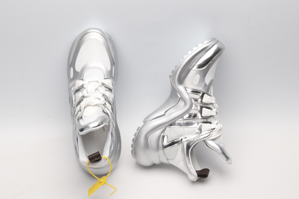 Louis Vuitton Silver & White Athletic Sneakers - Image 5