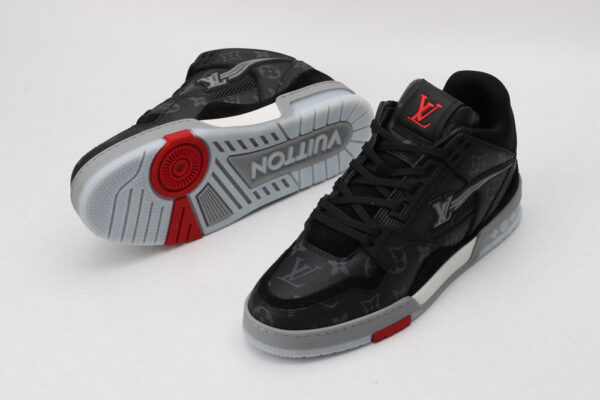 Stealth Monogrammed Black & Grey Low-Top Sneakers - Image 6