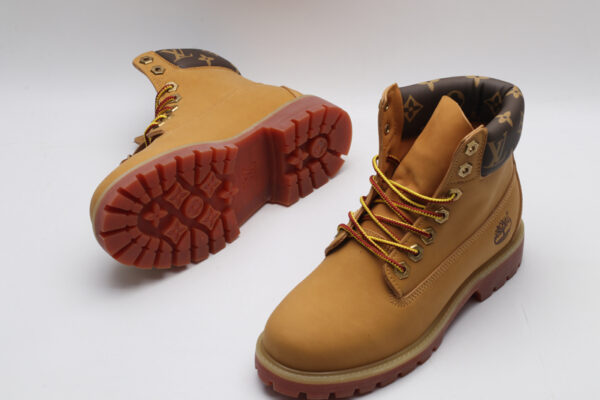 Timberland x Louis Vuitton Collaborative Boots - Wheat with Monogram Collar - Image 6