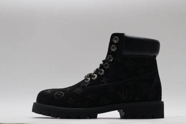 Timberland x Louis Vuitton Monogram Suede Waterproof Boots - Black - Image 4