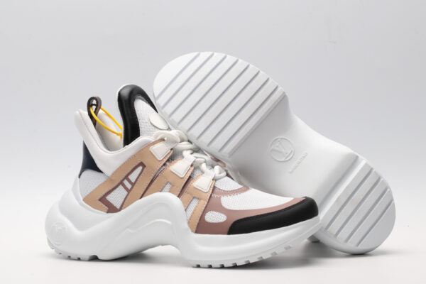 Louis Vuitton White, Beige & Brown Archlight Sneakers - Image 4
