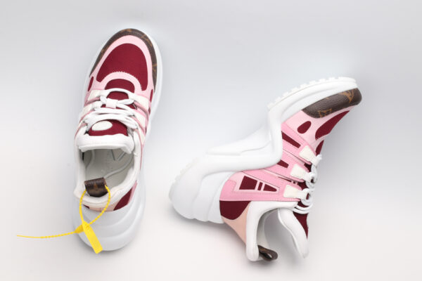 LV  White, Pink & Burgundy Monogram Archlight Sneakers - Image 4
