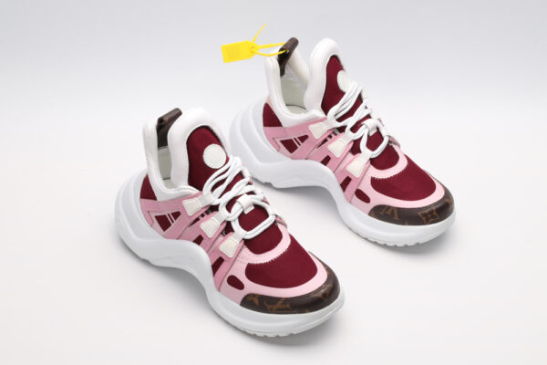 LV  White, Pink & Burgundy Monogram Archlight Sneakers - Image 5