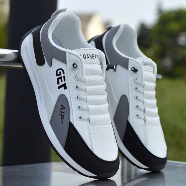 Breathable White Leather Urban Lifestyle Trainers - Image 5