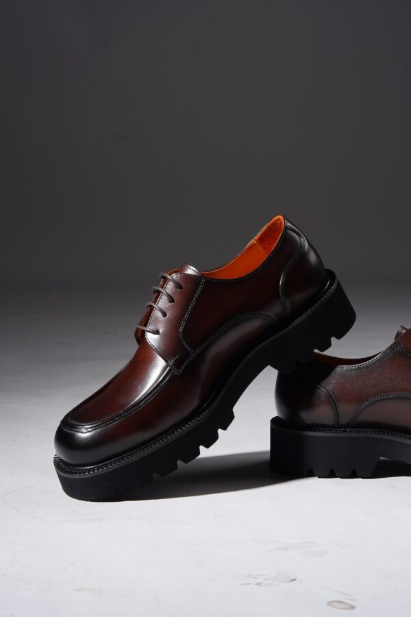 Men's Formal Burnished Brown Chunky Derby