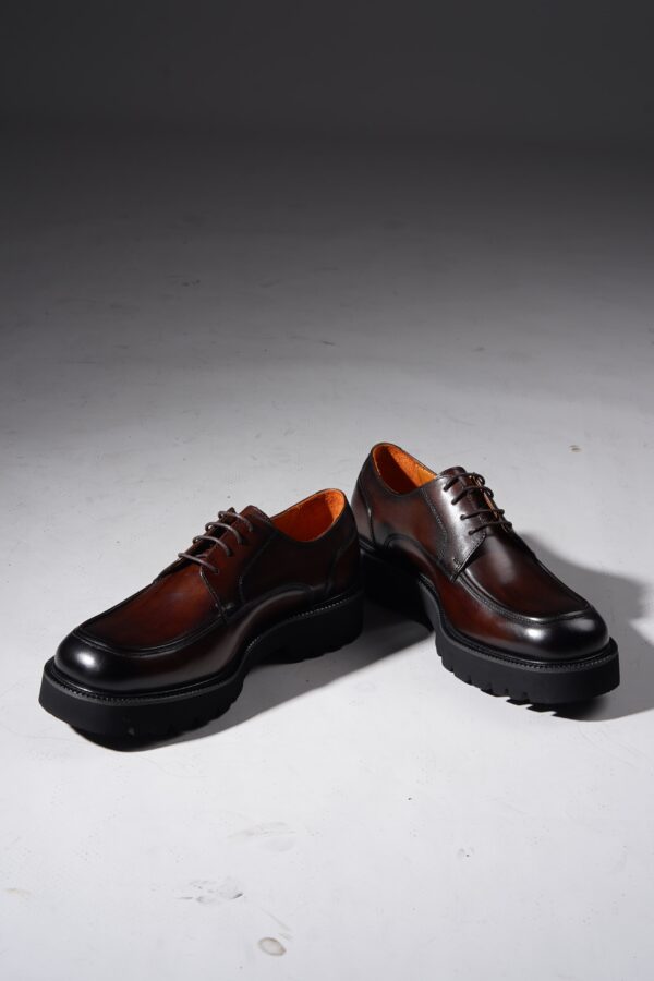 Men's Formal Burnished Brown Chunky Derby - Image 5