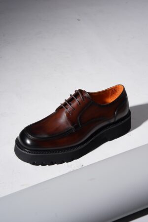 Men's Formal Burnished Brown Chunky Derby