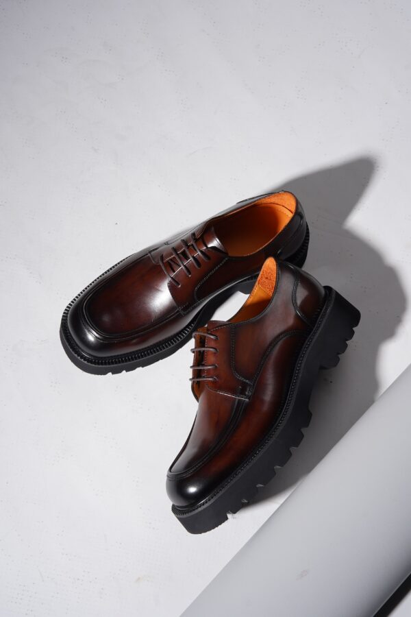 Men's Formal Burnished Brown Chunky Derby - Image 2