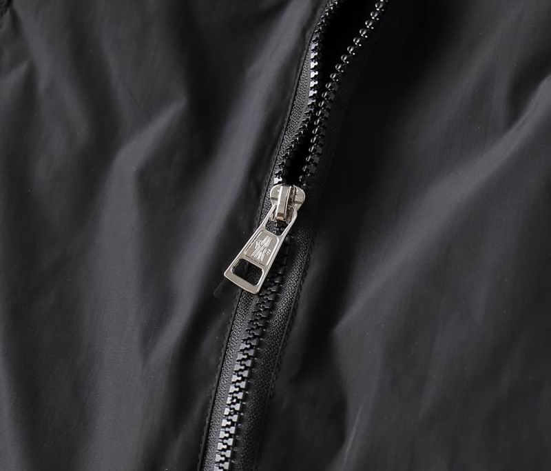 Moncler Tonal Logo Lettering Nylon Black Hooded Windbreaker - Image 2