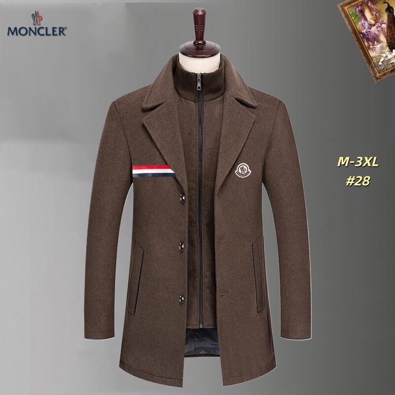 Moncler Tricolor Trim Wool-Blend Overcoat with Zip-In Layer - Image 5