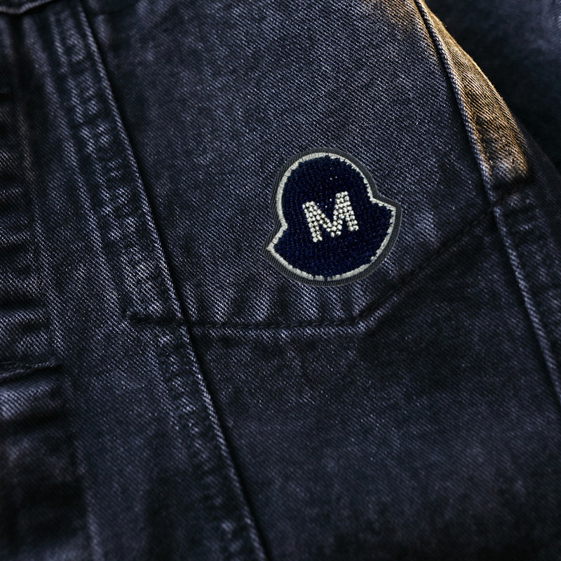 Moncler-Style Quilted Dark Wash Denim Jacket - Image 2